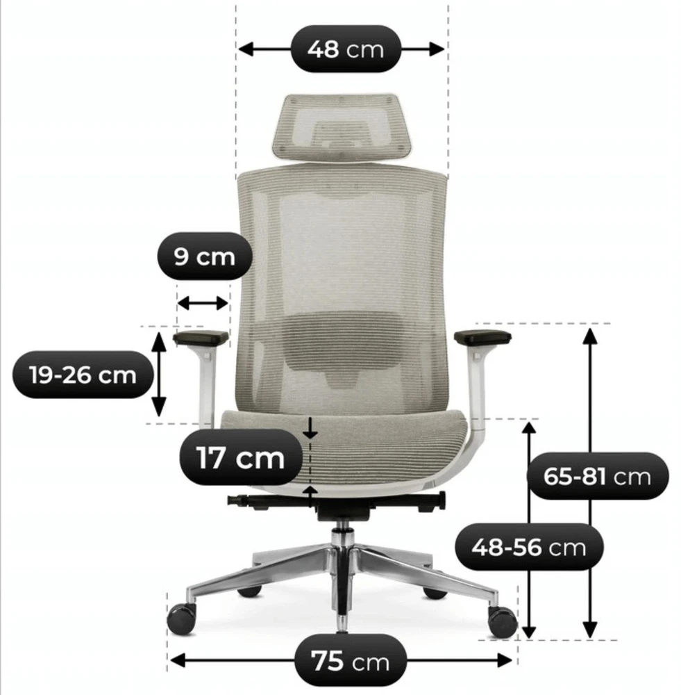 Mebel Elite Ergonominė sukamoji kėdė SKY, 75 × 75 × 131 cm, smėlinė
