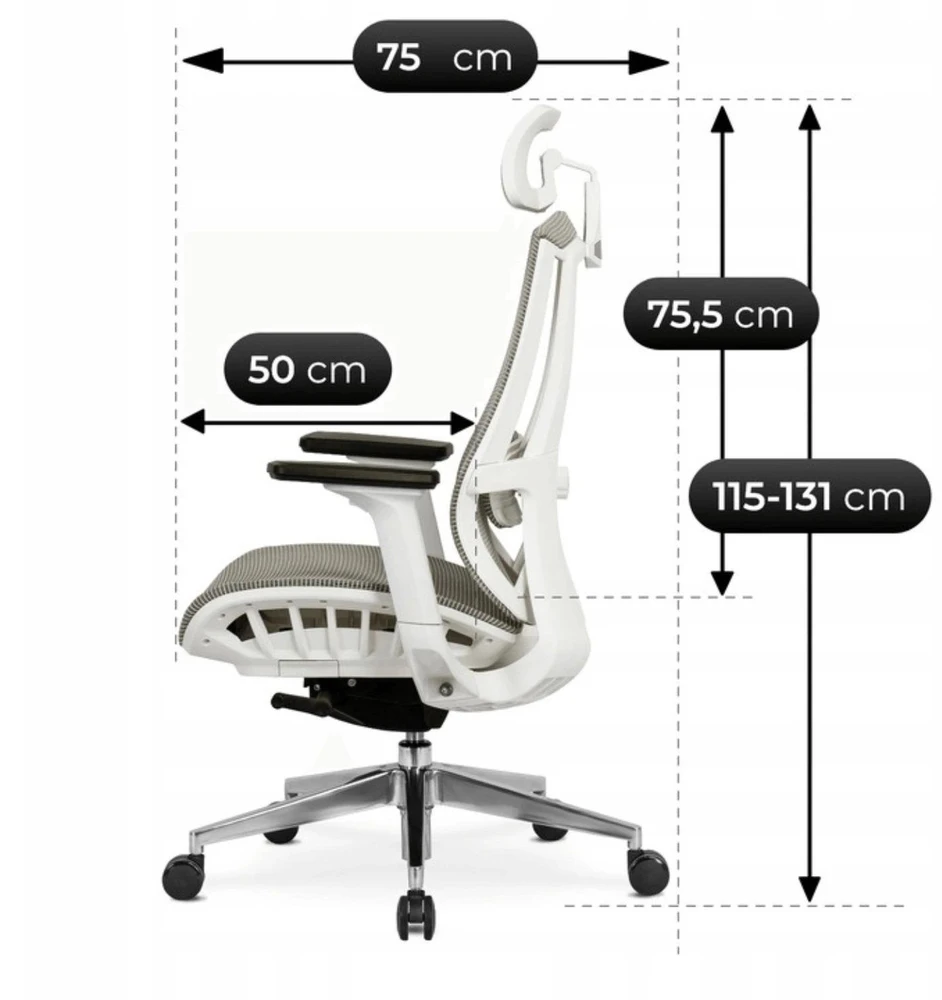 Mebel Elite Ergonominė sukamoji kėdė SKY, 75 × 75 × 131 cm, smėlinė