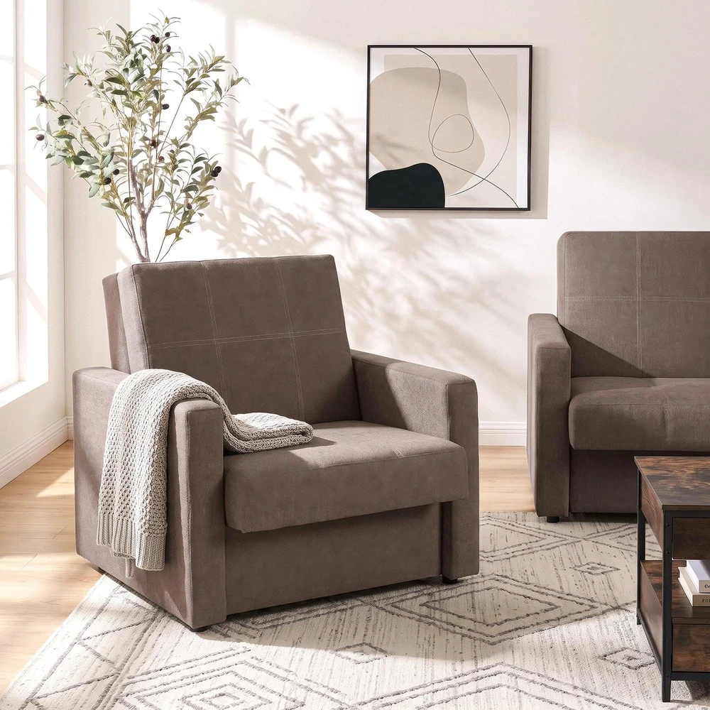 Mebel Elite Fotelis-lova MILAN 1, 2 vnt., smėlio spalvos