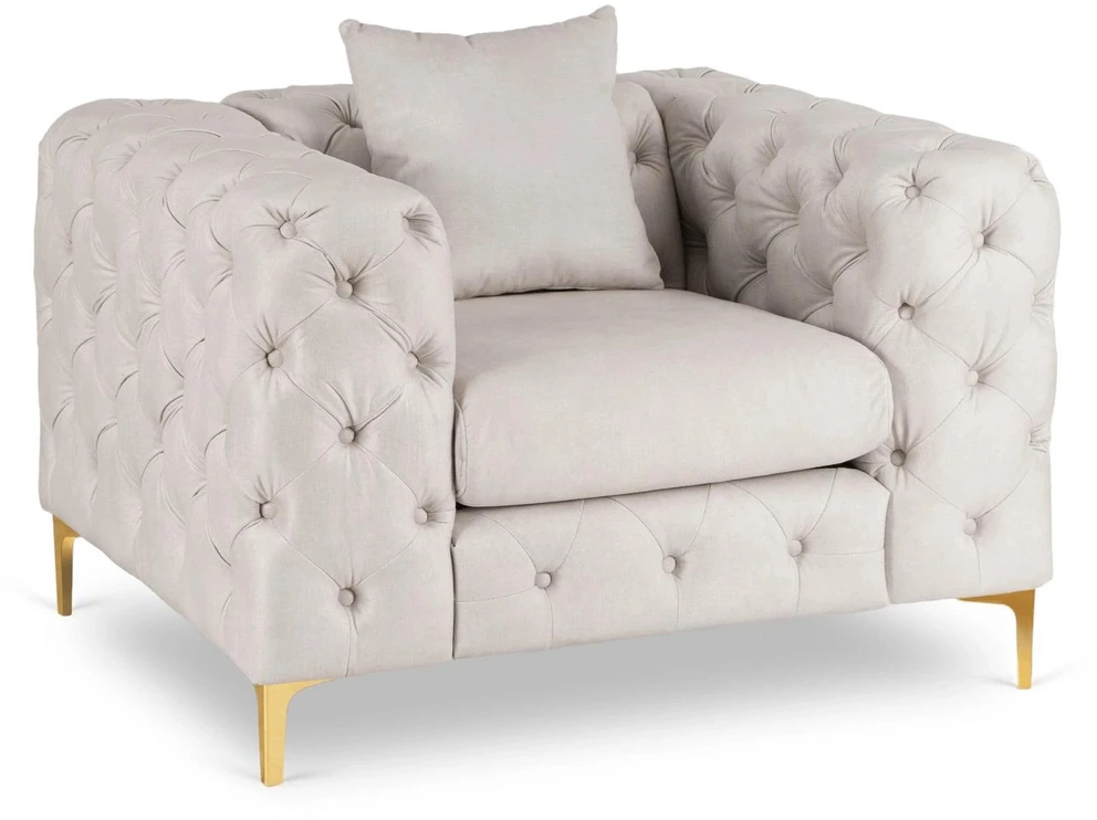 Sofa Mebel Elite Fotelis SORRENTO 1S, veliūrinis, 110 × 96 cm, kreminis