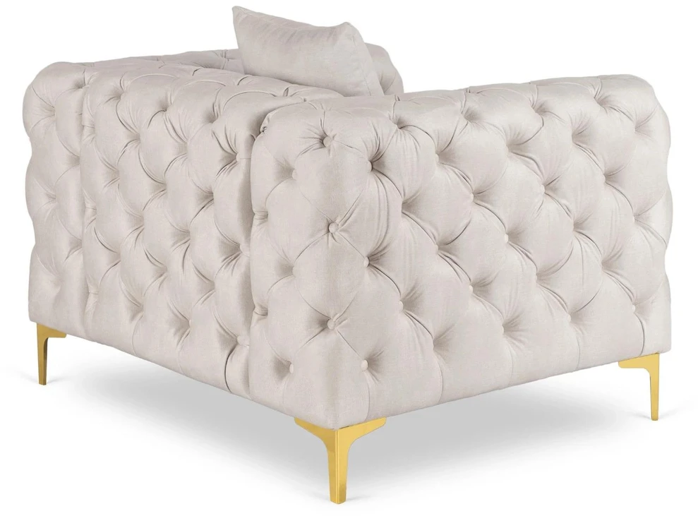Sofa Mebel Elite Fotelis SORRENTO 1S, veliūrinis, 110 × 96 cm, kreminis
