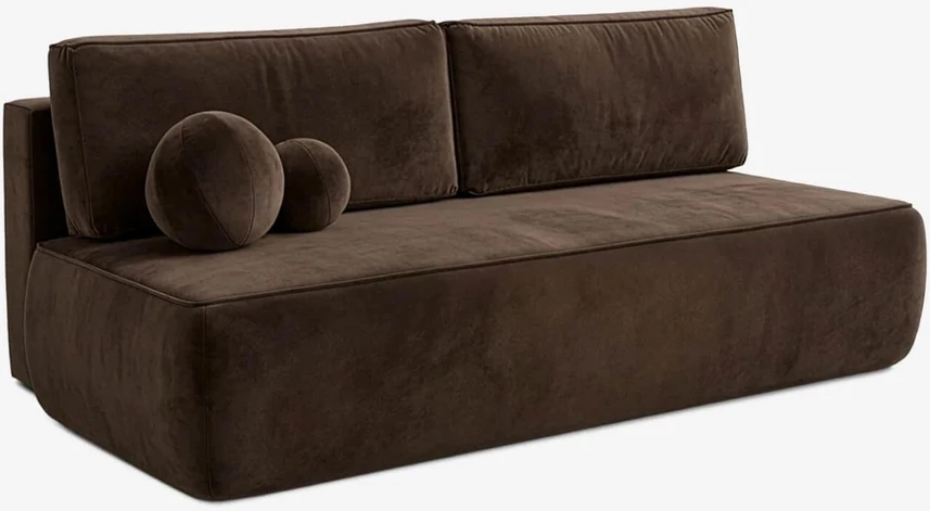 Mebel Elite Išskleidžiama sofa ARVETO, 207 cm, ruda, veliūrinė
