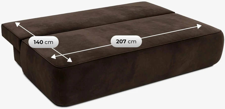 Mebel Elite Išskleidžiama sofa ARVETO, 207 cm, ruda, veliūrinė