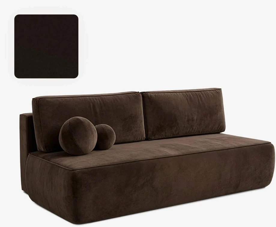 Mebel Elite Išskleidžiama sofa ARVETO, 207 cm, ruda, veliūrinė