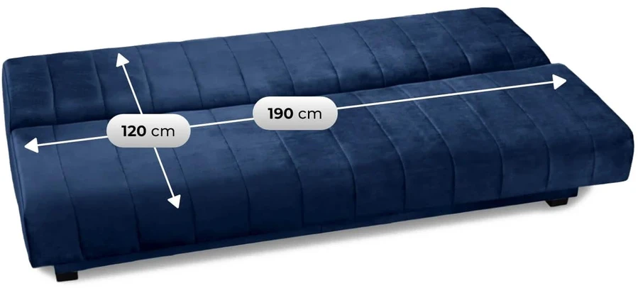 Mebel Elite Išskleidžiama sofa-lova, 191 cm, veliūrinė, tamsiai mėlyna