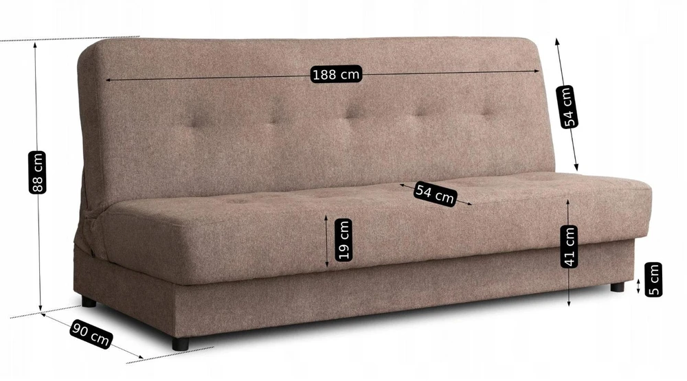 Mebel Elite Išskleidžiama sofa-lova ARUBA, ruda