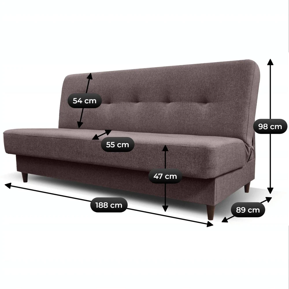 Mebel Elite Išskleidžiama sofa-lova ARUBA 2, 188 cm, ruda