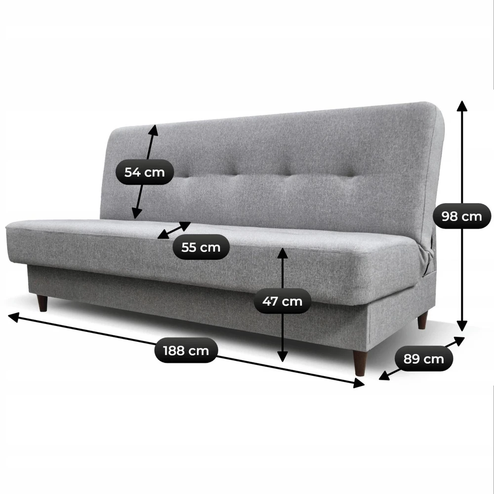 Mebel Elite Išskleidžiama sofa-lova ARUBA, 188 cm, pilka