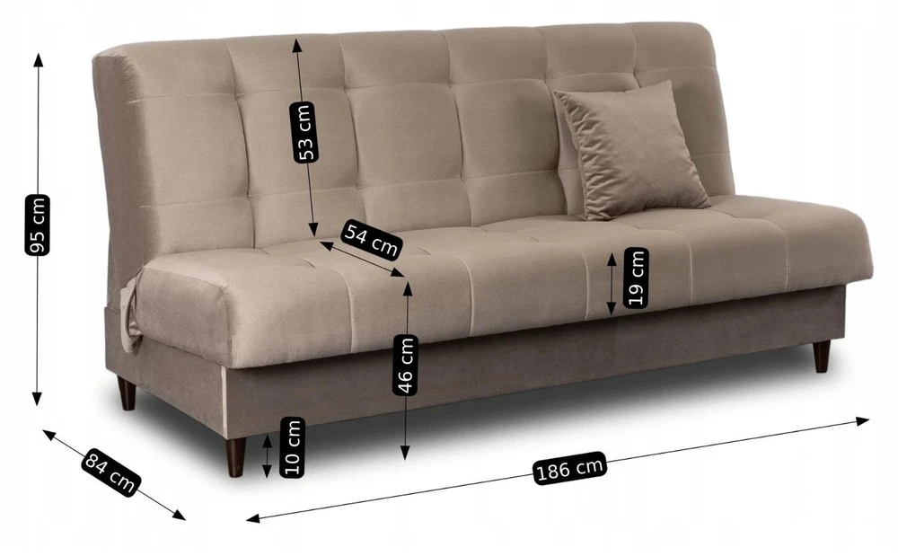 Mebel Elite Išskleidžiama sofa-lova LIMA, 186 cm, smėlio spalvos