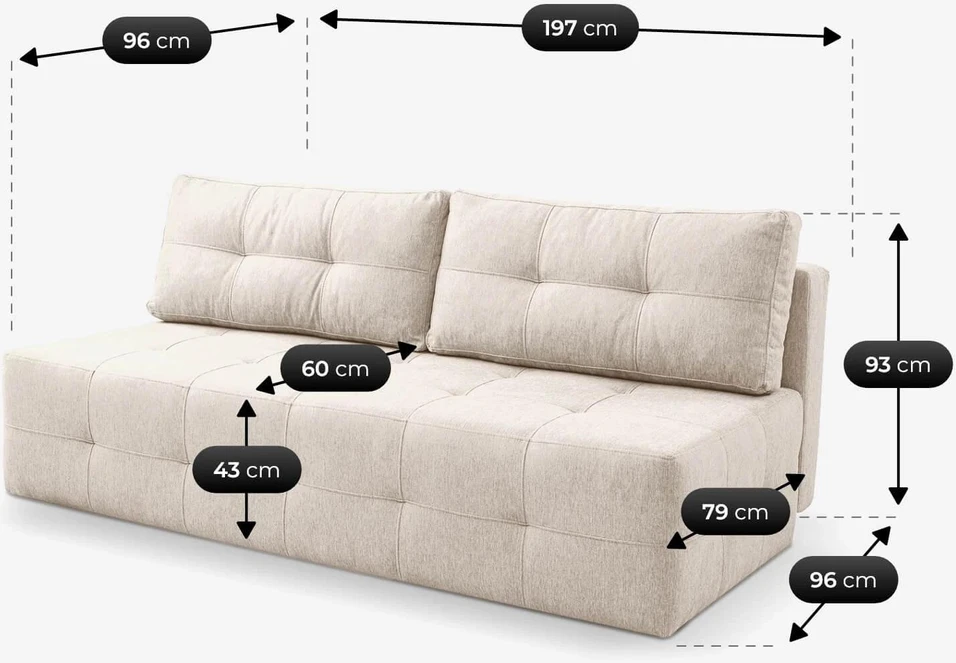 Mebel Elite Išskleidžiama sofa-lova MORANA, 197 cm, kreminė