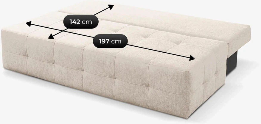 Mebel Elite Išskleidžiama sofa-lova MORANA, 197 cm, kreminė