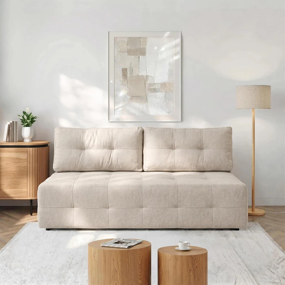 Mebel Elite Išskleidžiama sofa-lova MORANA, 197 cm, kreminė