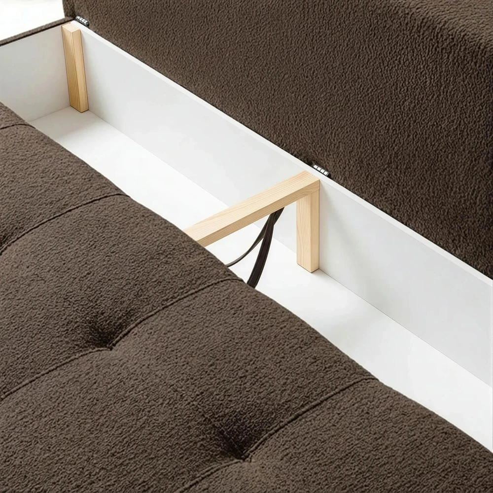 Mebel Elite Išskleidžiama sofa-lova MORANA, 197 × 142 cm miegamasis paviršius, ruda