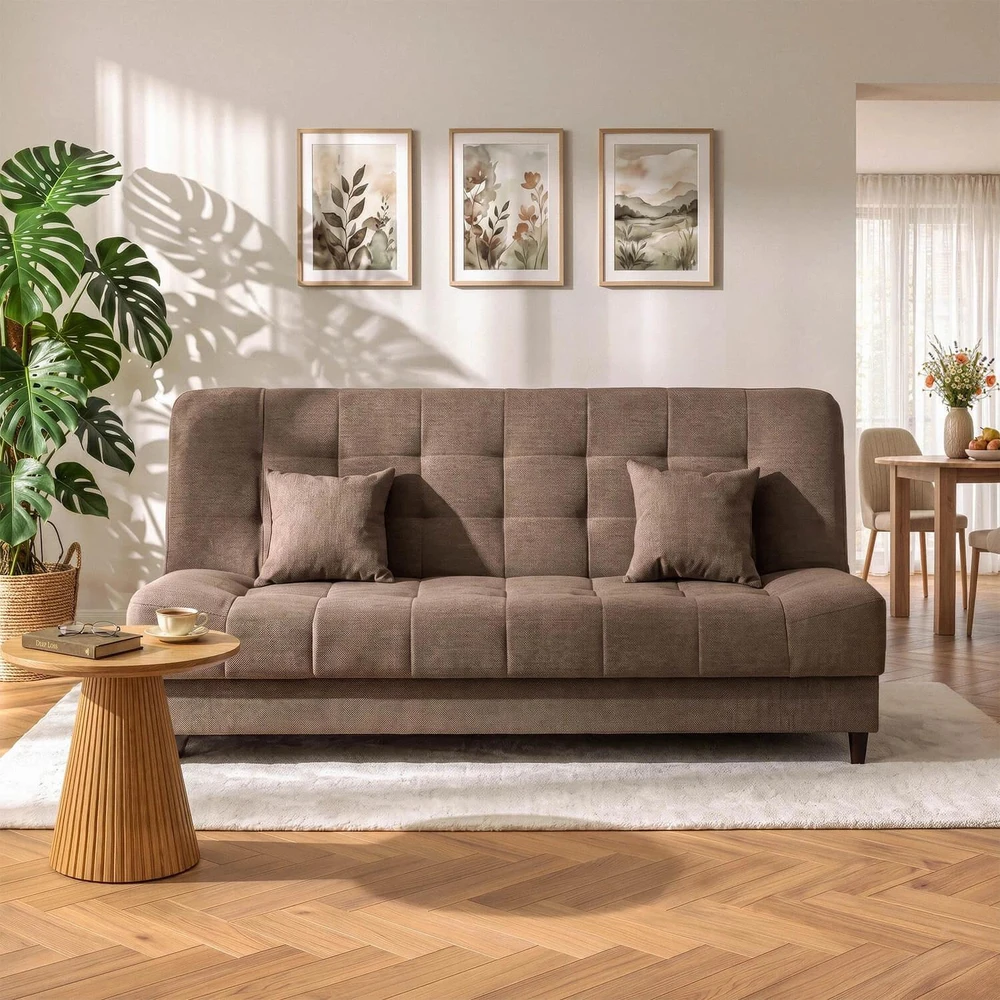 Mebel Elite Išskleidžiama sofa-lova NEPAL, 187 × 87 cm, ruda