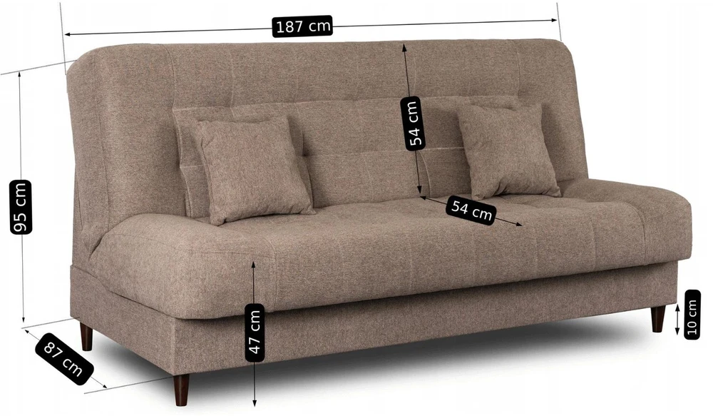 Mebel Elite Išskleidžiama sofa-lova NEPAL, 187 × 87 cm, ruda