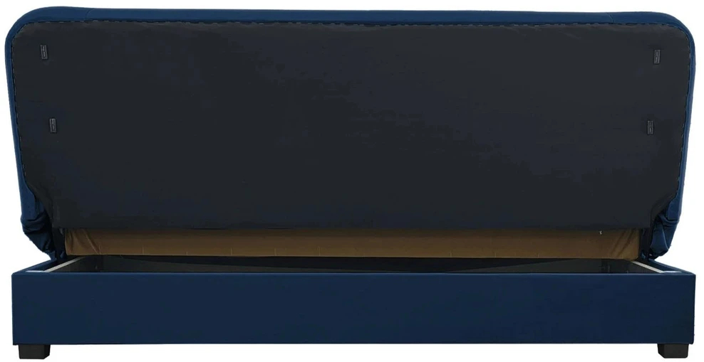 Mebel Elite Išskleidžiama sofa-lova PIANO su patalynės dėže, 190 × 92 cm, tamsiai mėlyna