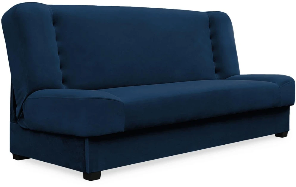 Mebel Elite Išskleidžiama sofa-lova PIANO su patalynės dėže, 190 × 92 cm, tamsiai mėlyna