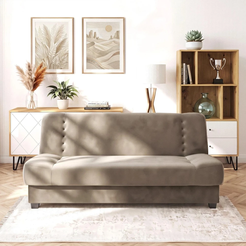 Mebel Elite Išskleidžiama sofa-lova PIANO, 2 vnt., smėlio spalvos