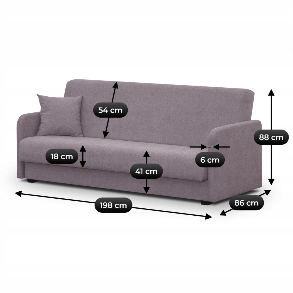 Mebel Elite Išskleidžiama sofa-lova PORTO, 198 × 86 cm, smėlio spalvos
