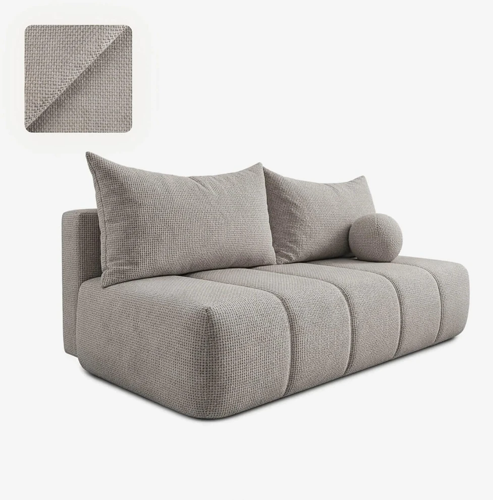 Mebel Elite Išskleidžiama sofa-lova SARIA, 207 × 86 × 91 cm, šviesiai pilka