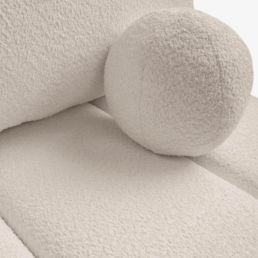 Mebel Elite Išskleidžiama sofa-lova SARIA, 207 × 86 cm, smėlio spalvos, bukle