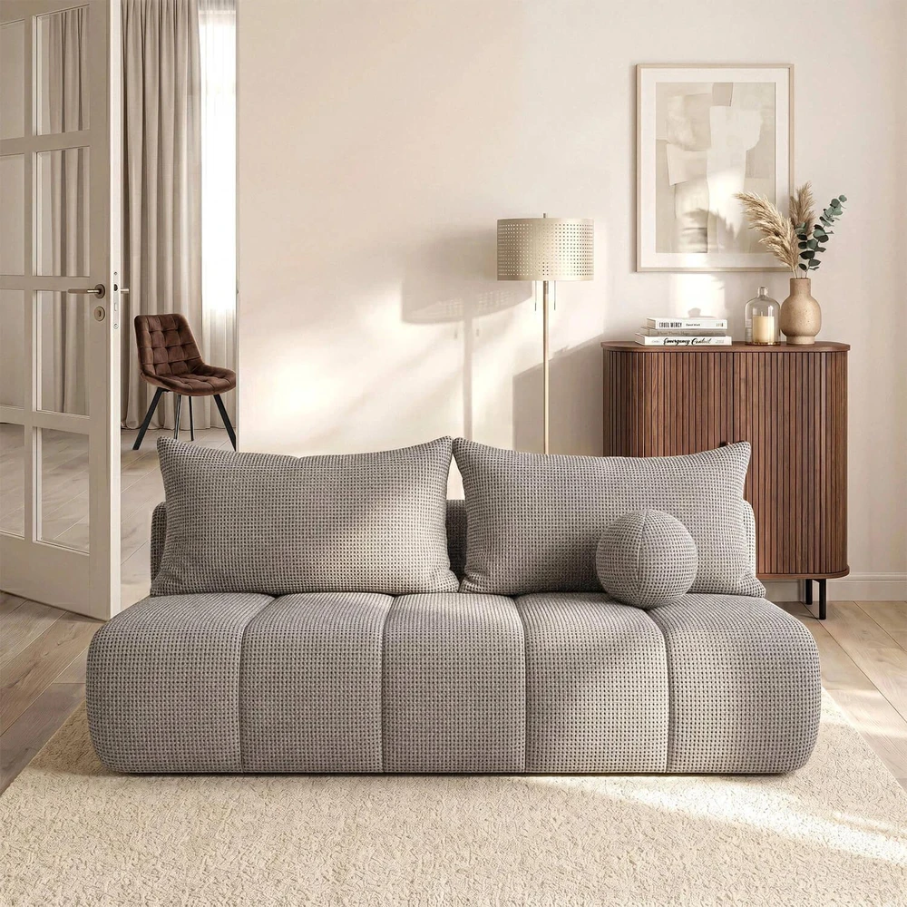 Mebel Elite Išskleidžiama sofa-lova SARIA, 207 × 86 × 91 cm, šviesiai pilka