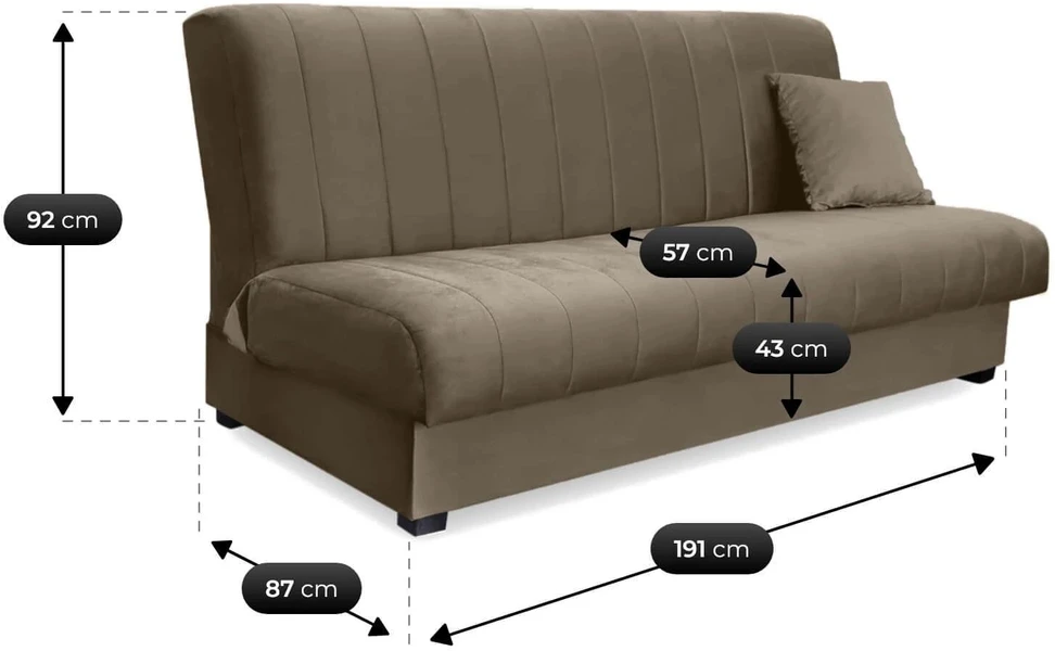 Mebel Elite Išskleidžiama sofa-lova SIGMA, 191 cm, smėlio spalvos