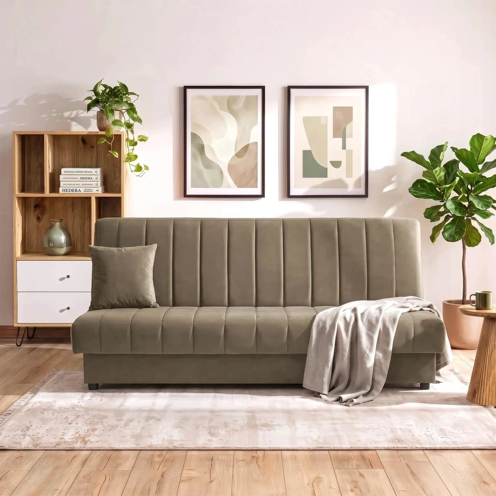 Mebel Elite Išskleidžiama sofa-lova SIGMA, 191 cm, smėlio spalvos