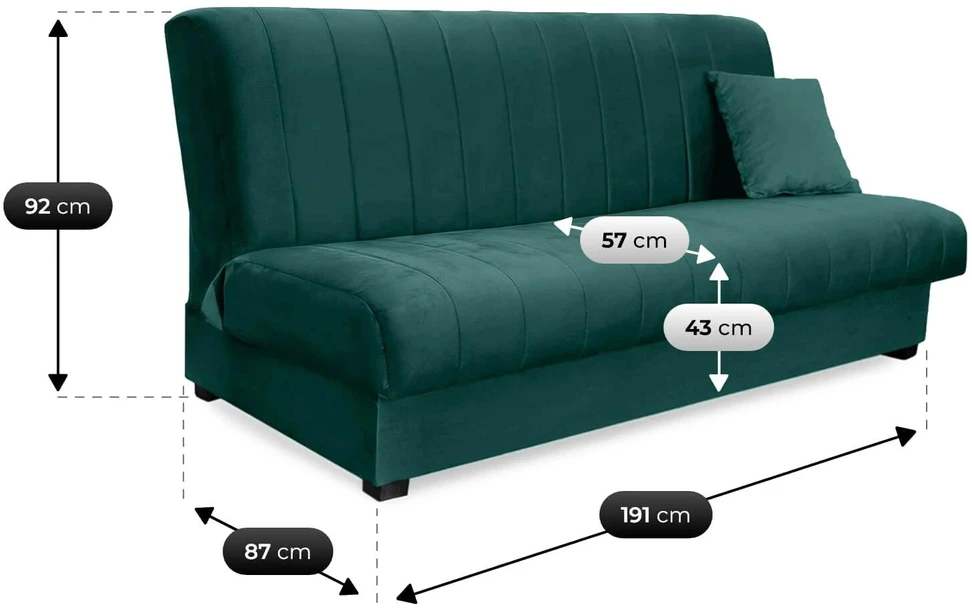 Mebel Elite Išskleidžiama sofa-lova SIGMA, žalia, veliūrinė