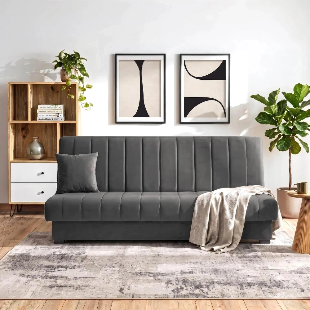 Mebel Elite Išskleidžiama sofa-lova SIGMA, 191 cm, pilka