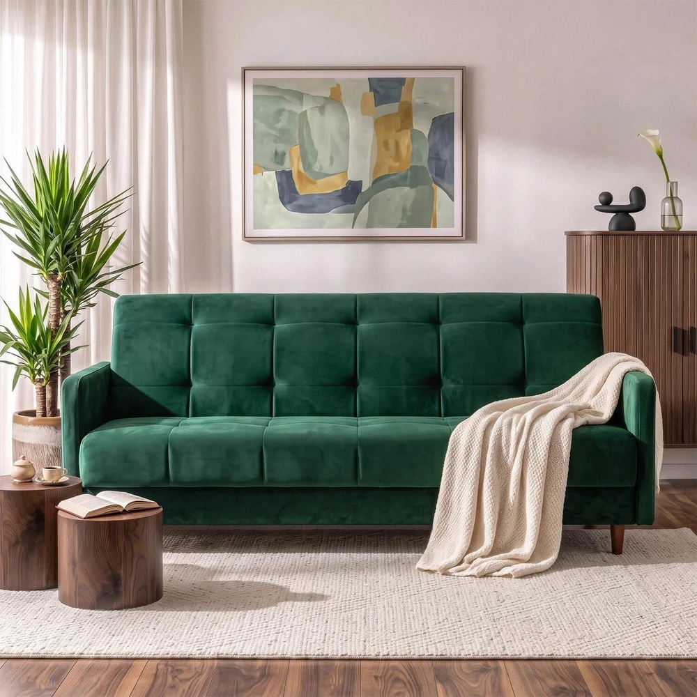 Mebel Elite Išskleidžiama sofa-lova TIVOLI, 198 cm, žalia
