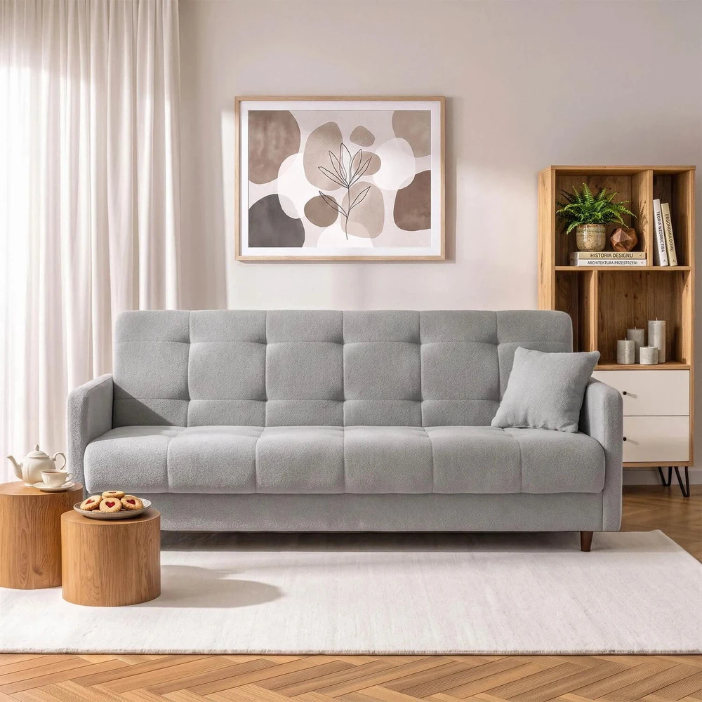 Mebel Elite Išskleidžiama sofa-lova TIVOLI, 198 cm, pilka bouclé