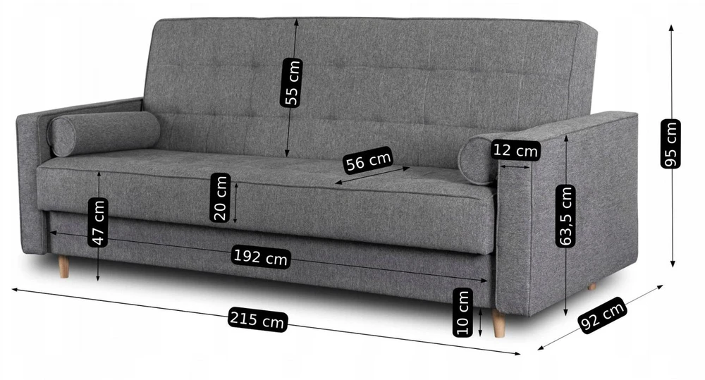 Mebel Elite Išskleidžiama sofa MALTA, pilka