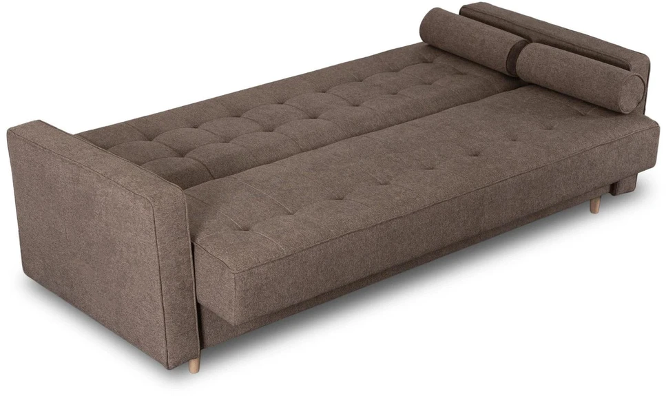 Mebel Elite Išskleidžiama sofa MALTA su patalynės dėže, 215 × 92 cm, ruda