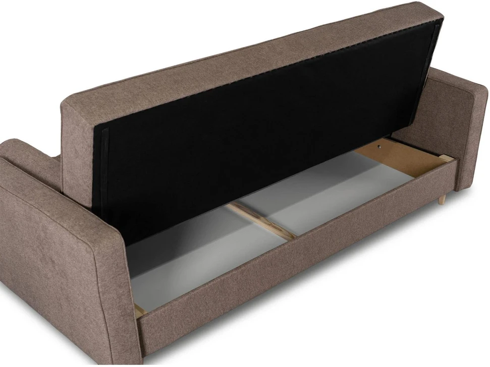 Mebel Elite Išskleidžiama sofa MALTA su patalynės dėže, 215 × 92 cm, ruda