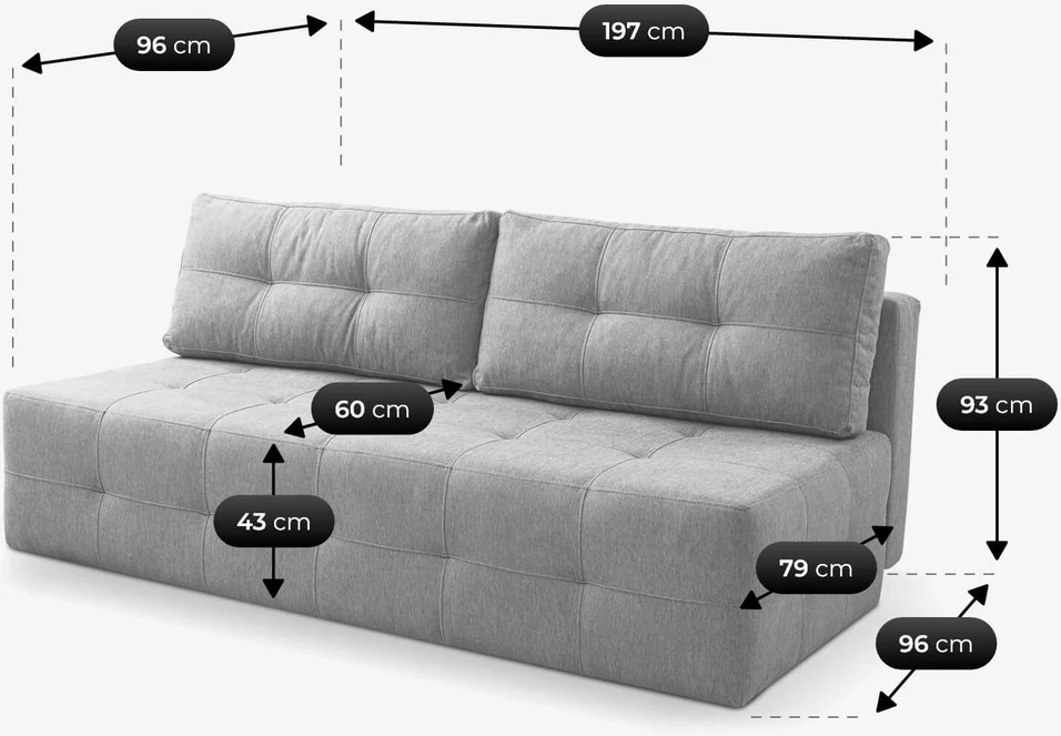 Mebel Elite Išskleidžiama sofa MORANA, 197 × 96 cm, pilka