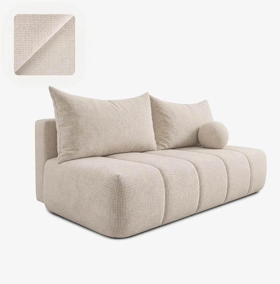 Mebel Elite Išskleidžiama sofa Saria, 207 × 86 cm, kreminė