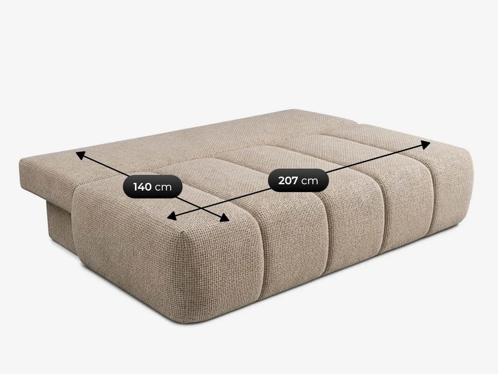 Mebel Elite Išskleidžiama sofa SARIA, 207 × 86 cm, kreminė, šenilinė