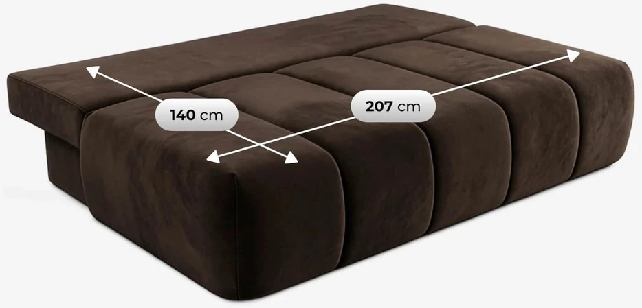 Mebel Elite Išskleidžiama sofa SARIA, 207 cm, ruda, veliūrinė