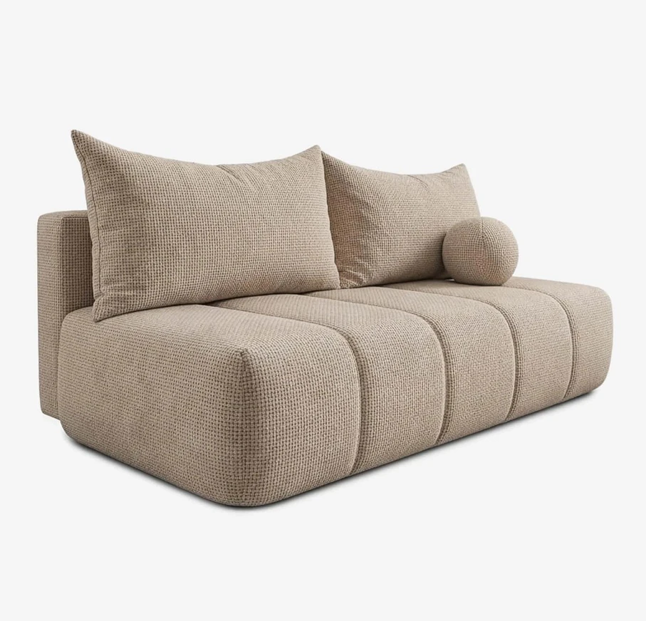 Mebel Elite Išskleidžiama sofa SARIA, 207 × 86 cm, kreminė, šenilinė