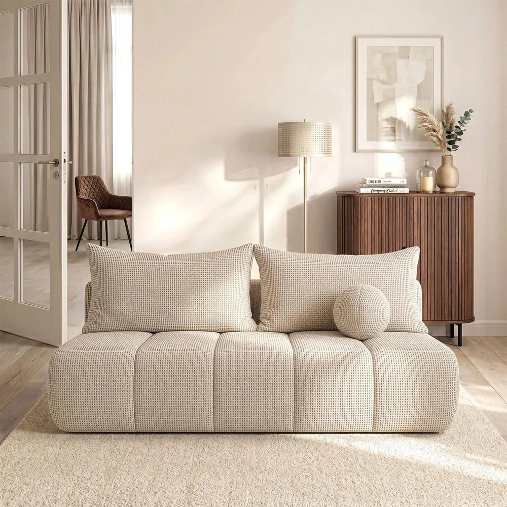 Mebel Elite Išskleidžiama sofa Saria, 207 × 86 cm, kreminė