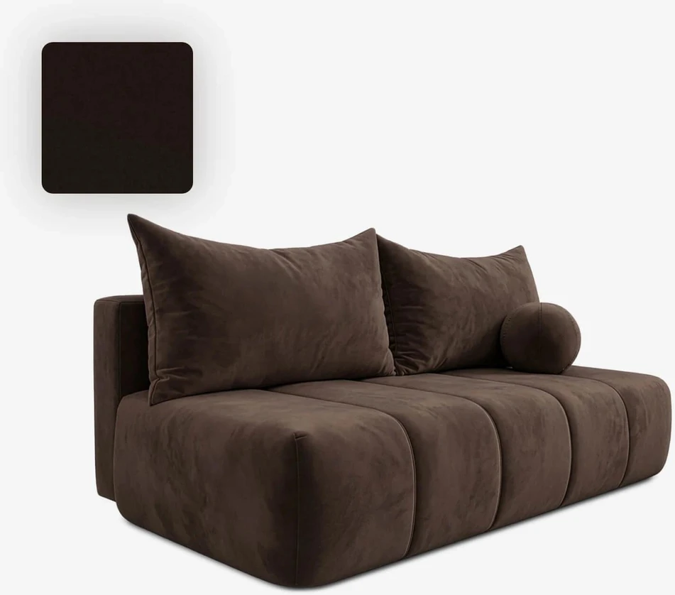 Mebel Elite Išskleidžiama sofa SARIA, 207 cm, ruda, veliūrinė