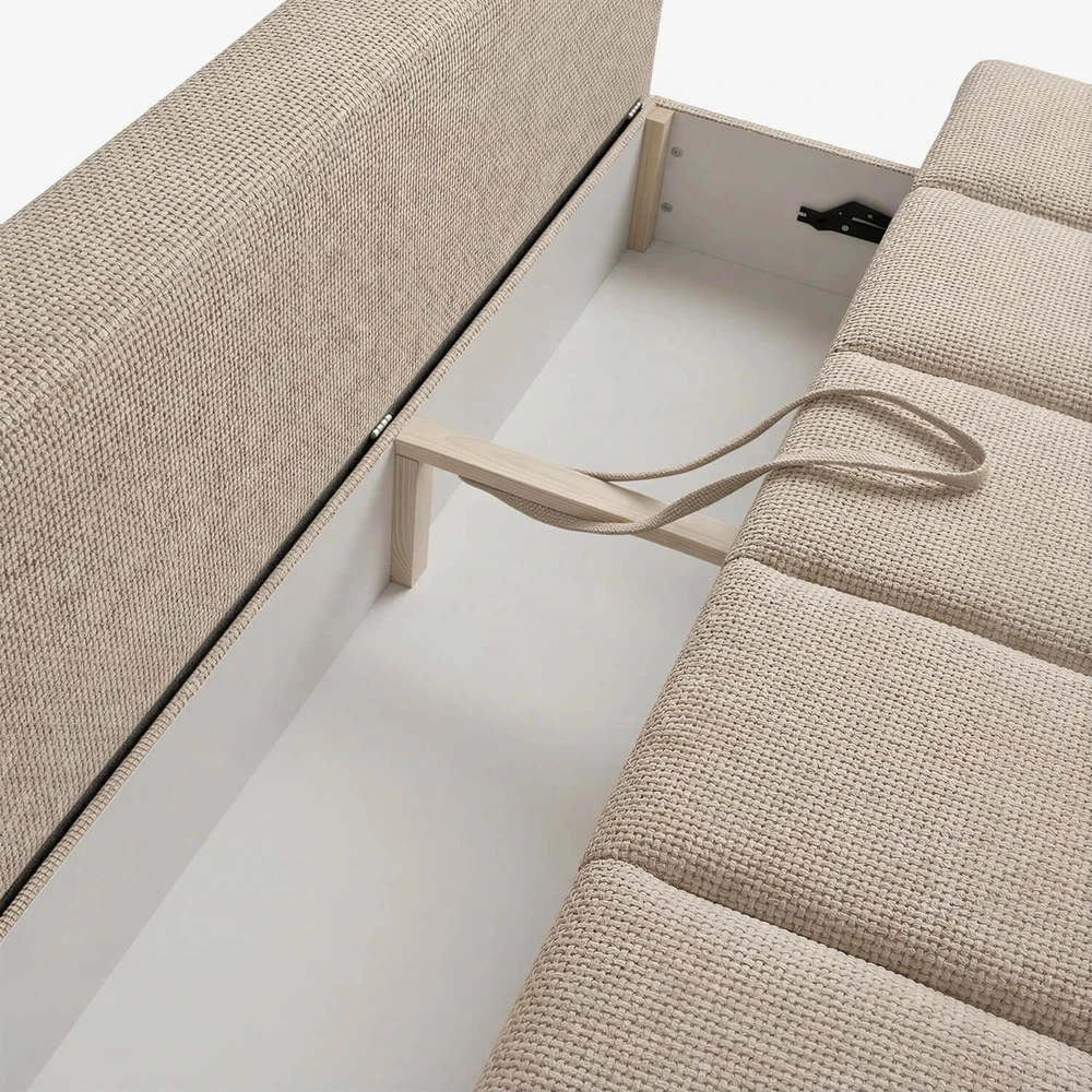 Mebel Elite Išskleidžiama sofa SARIA, 207 × 86 cm, kreminė, šenilinė