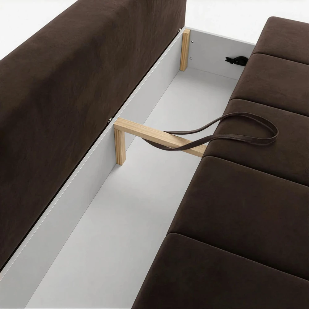 Mebel Elite Išskleidžiama sofa SARIA, 207 cm, ruda, veliūrinė