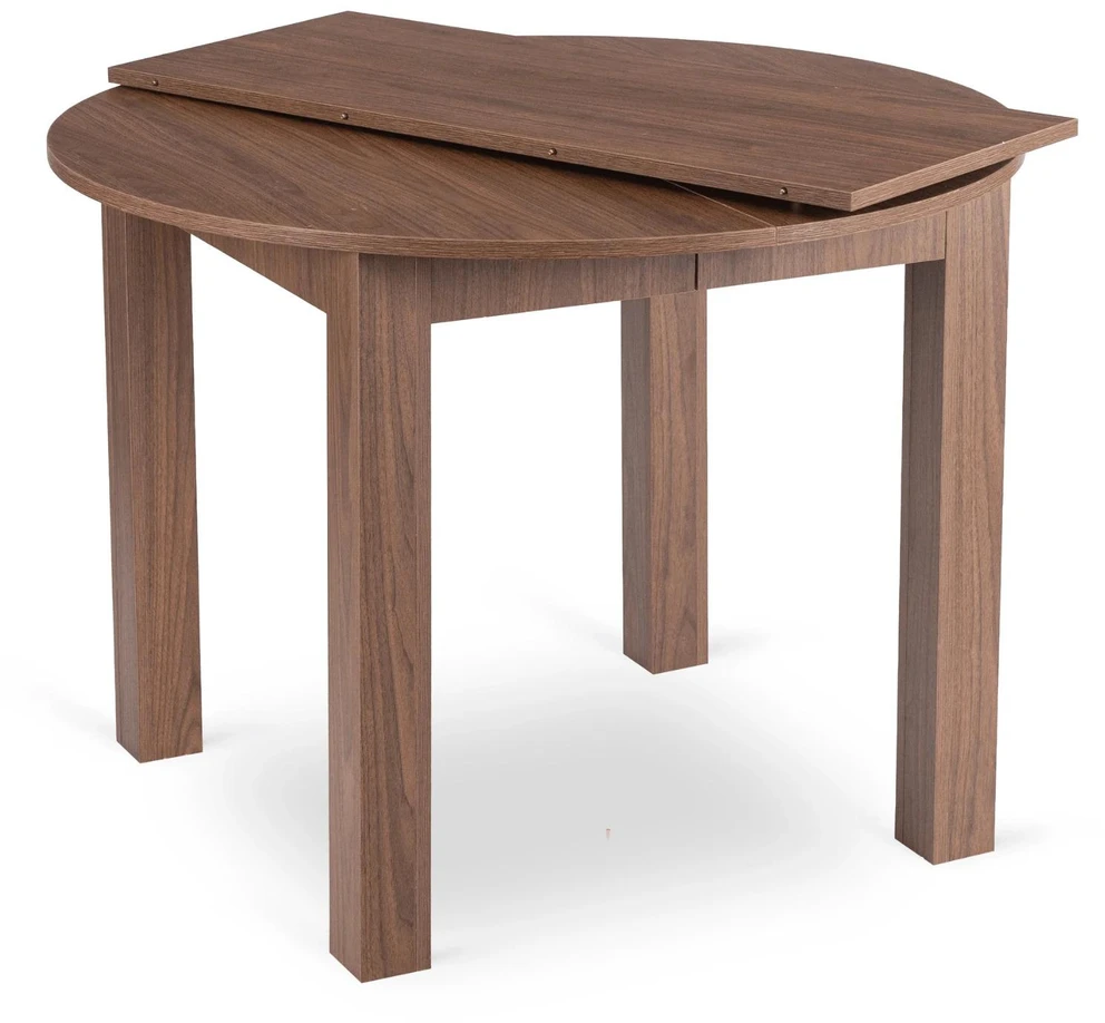Mebel Elite Išskleidžiamas apvalus stalas, Ø 102 cm, išskleistas 142 cm, „Nicea“ riešuto spalvos