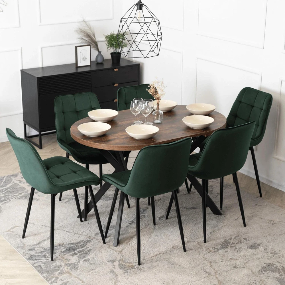 Mebel Elite Išskleidžiamas apvalus stalas DORIAN, Ø 80 cm, iki 160 cm, kaimiško ąžuolo ir juodos spalvos