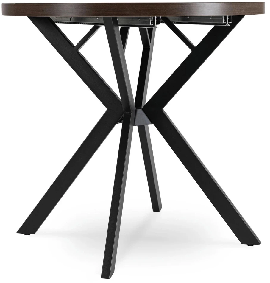 Mebel Elite Išskleidžiamas apvalus stalas, Ø 80 cm, išskleisto ilgis 160 cm, riešuto ir juodos spalvos