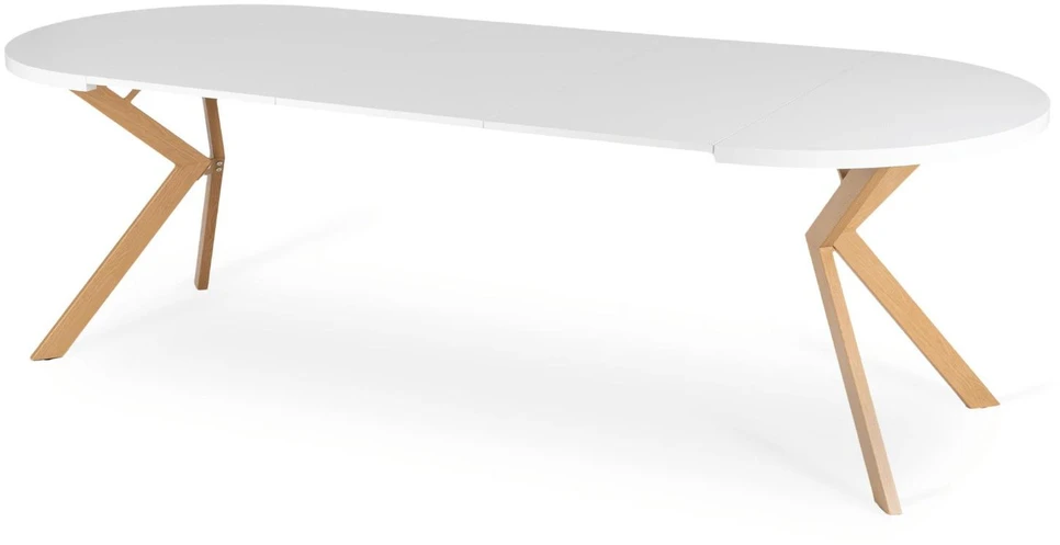 Fotelis Mebel Elite Išskleidžiamas apvalus stalas, 100–250 cm, baltas ir ąžuolo spalvos