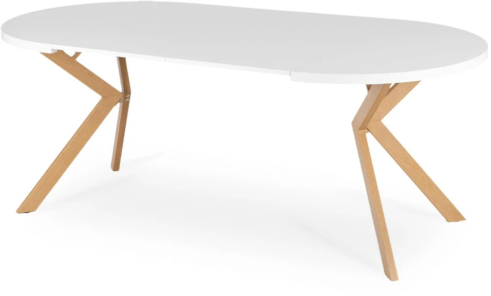 Fotelis Mebel Elite Išskleidžiamas apvalus stalas, 100–250 cm, baltas ir ąžuolo spalvos