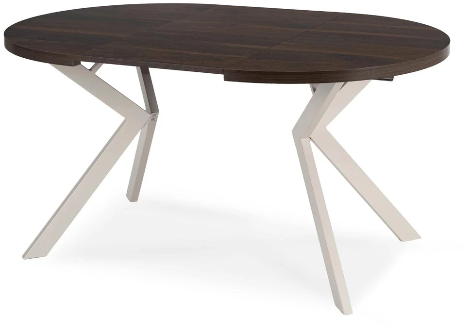 Mebel Elite Išskleidžiamas apvalus stalas LUGO, 90–190 cm, riešutmedžio ir kašmyro spalvų